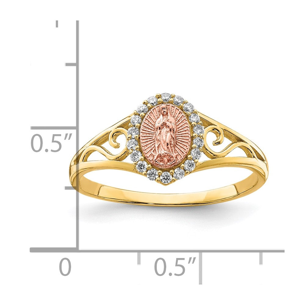 10k Two-tone Gold CZ Guadalupe Ring