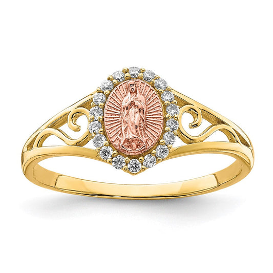 10k Two-tone Gold CZ Guadalupe Ring