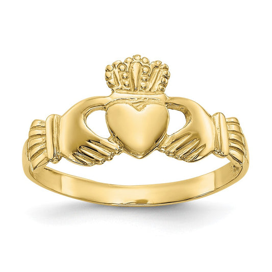 10k yellow gold polished ladies claddagh ring 10d1863