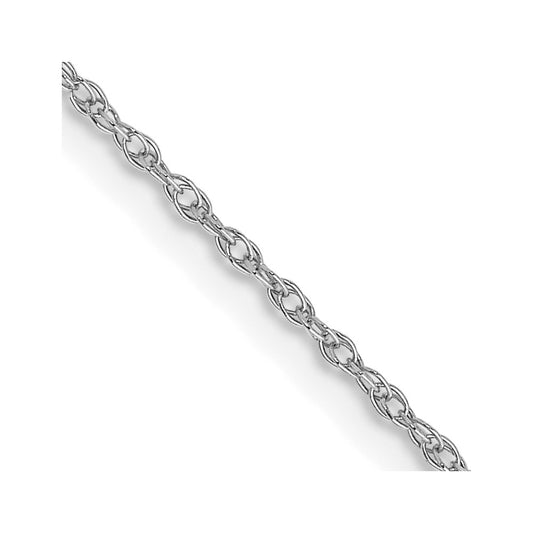 10k White Gold .7mm Carded Cable Rope Chain Necklace