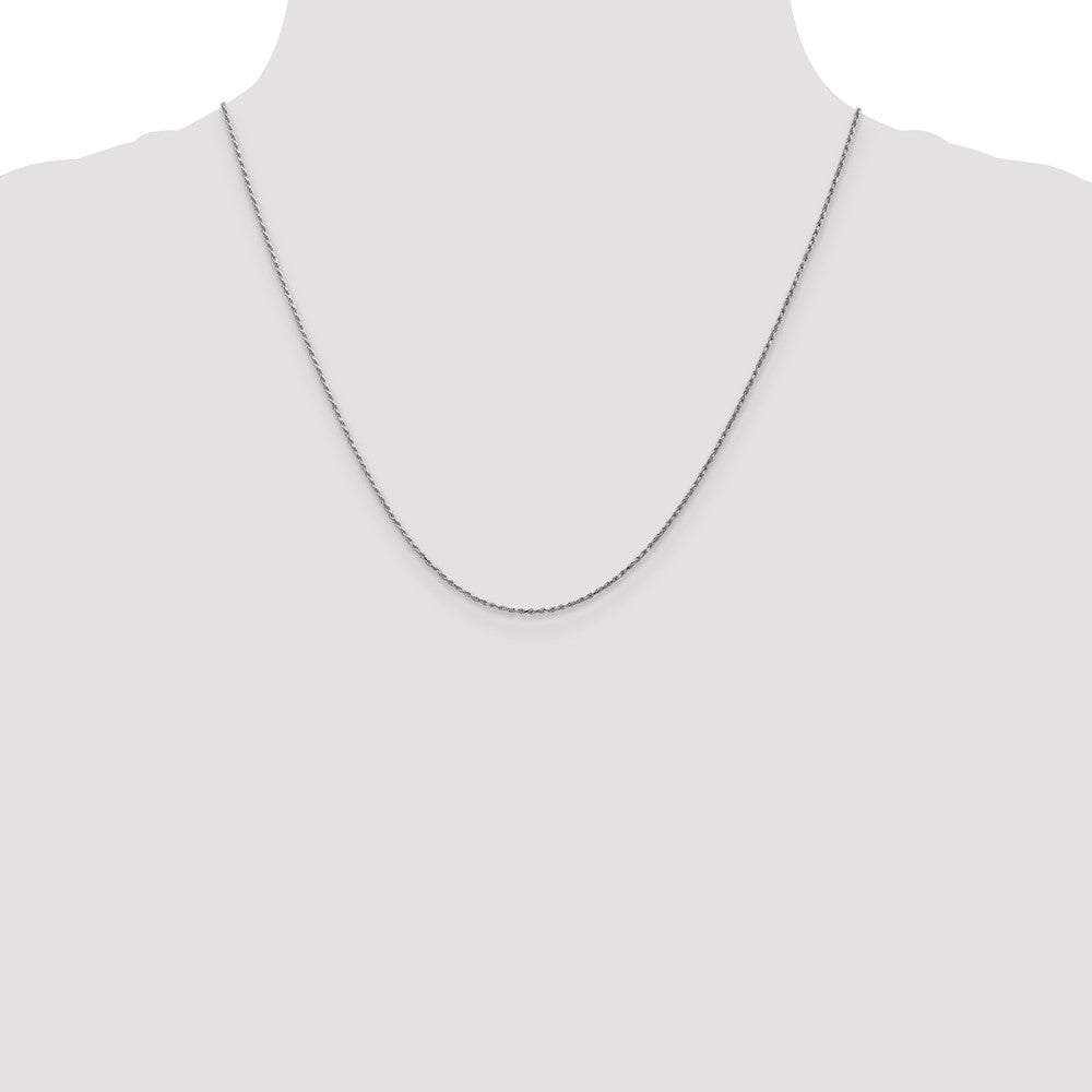 10k White Gold .95mm Carded Cable Rope Chain Necklace