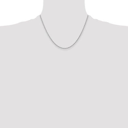14K White Gold 18 inch Carded 1.35mm Cable Rope with Spring Ring Clasp Chain Necklace