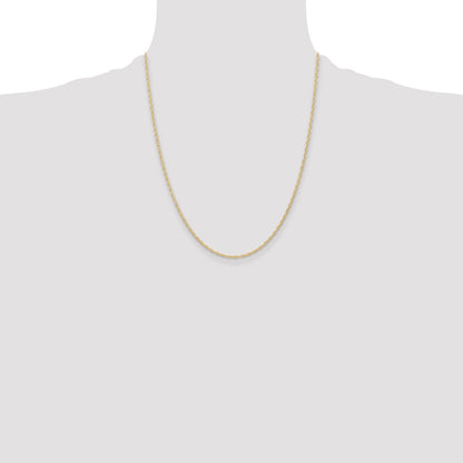 14K Yellow Gold 1.35mm Carded Cable Rope Chain Necklace