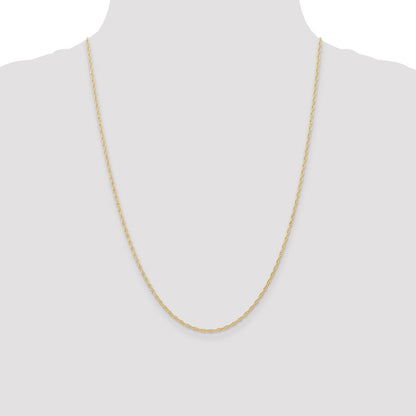 14K Yellow Gold 24 inch Carded 1.35mm Cable Rope with Spring Ring Clasp Chain Necklace