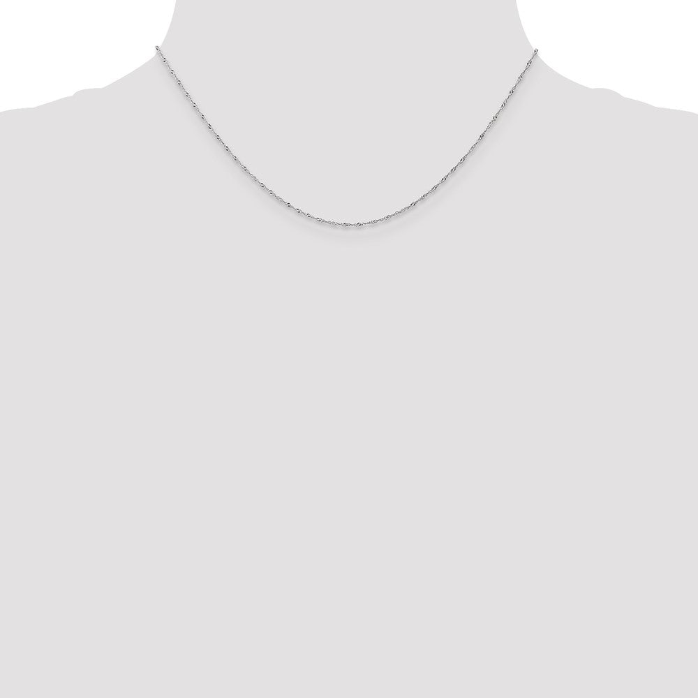 14K White Gold 16 inch Carded 1mm Singapore with Spring Ring Clasp Chain Necklace