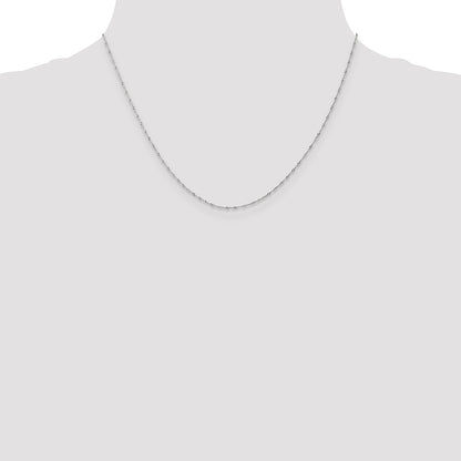 14K White Gold 18 inch Carded 1mm Singapore with Spring Ring Clasp Chain Necklace