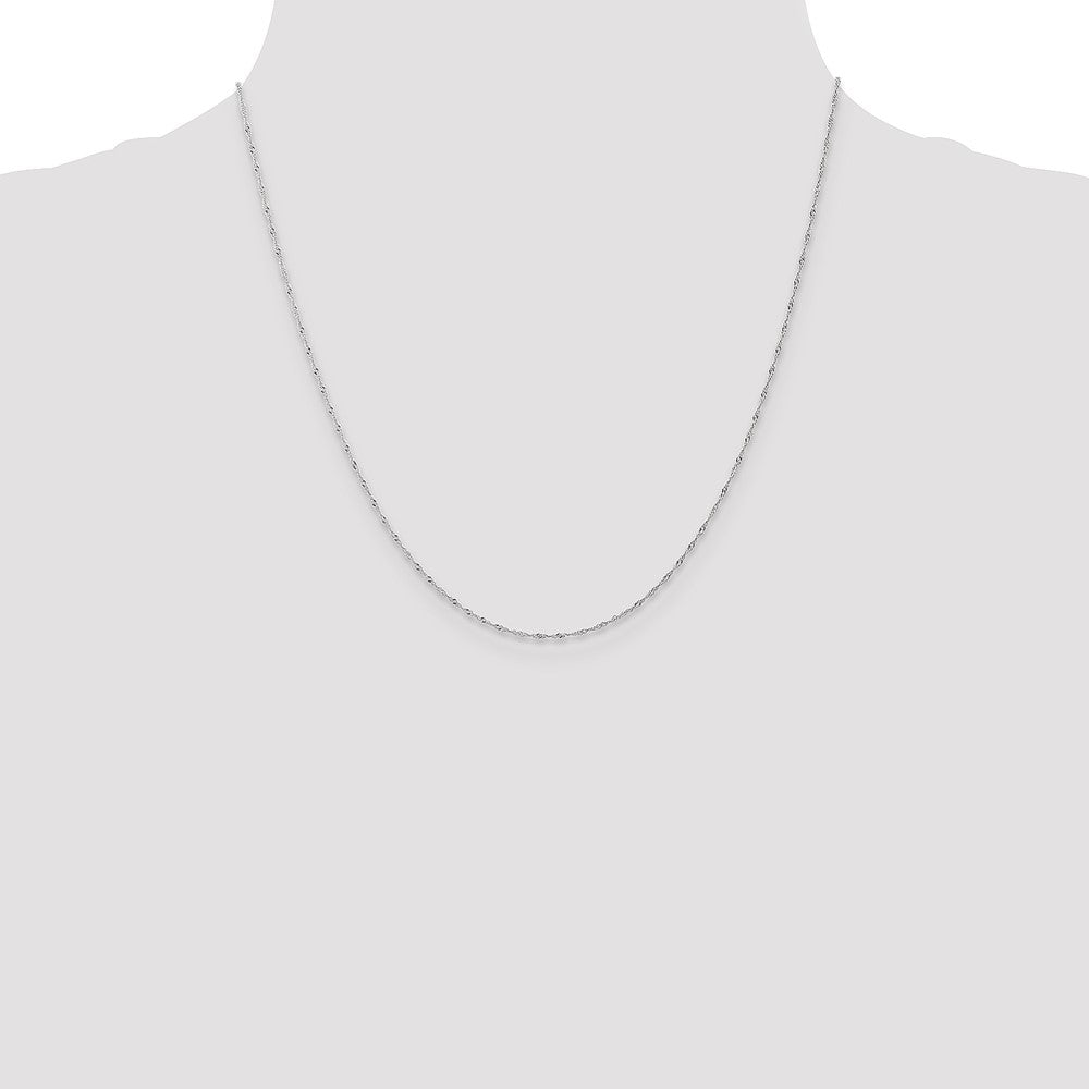 14K White Gold 20 inch Carded 1mm Singapore with Spring Ring Clasp Chain Necklace