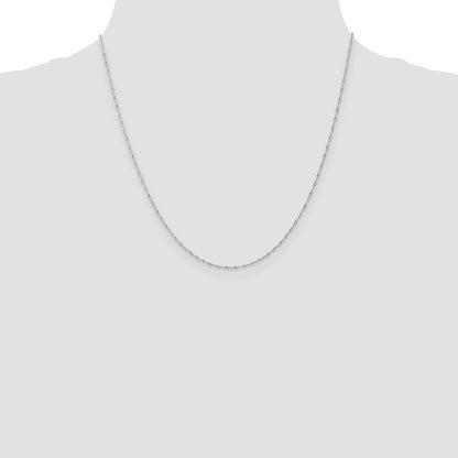14K White Gold 20 inch Carded 1mm Singapore with Spring Ring Clasp Chain Necklace