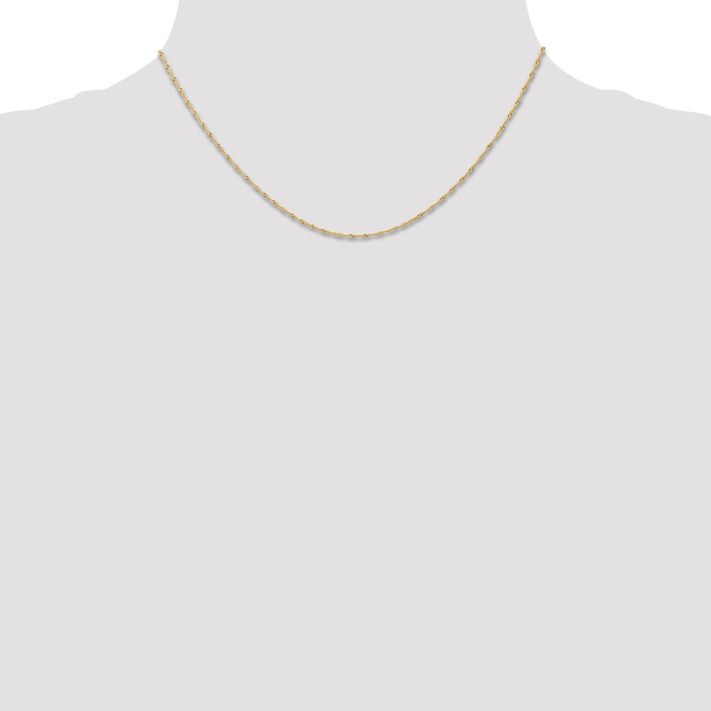 14K Yellow Gold 16 inch Carded 1mm Singapore with Spring Ring Clasp Chain Necklace