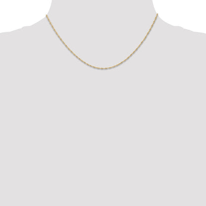 14K Yellow Gold 16 inch Carded 1mm Singapore with Spring Ring Clasp Chain Necklace
