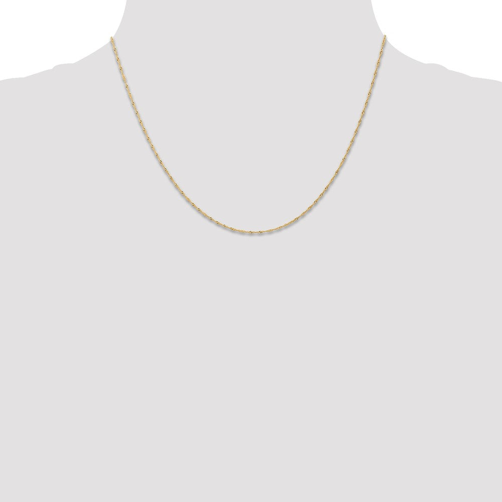 14K Yellow Gold 18 inch Carded 1mm Singapore with Spring Ring Clasp Chain Necklace