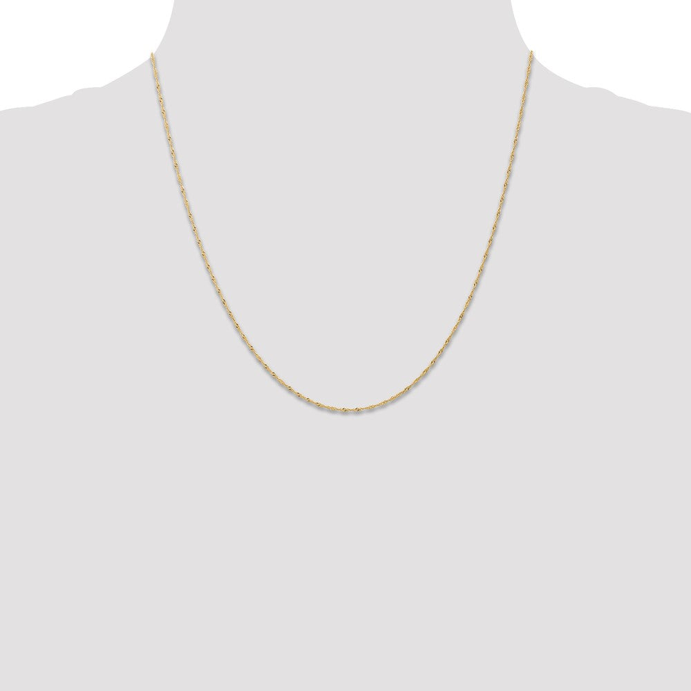 14K Yellow Gold 20 inch Carded 1mm Singapore with Spring Ring Clasp Chain Necklace
