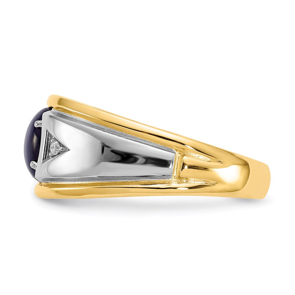 10K Yellow Gold u0026 Rhodium Blue Star u0026 .01ct Real Diamond Men's Ring