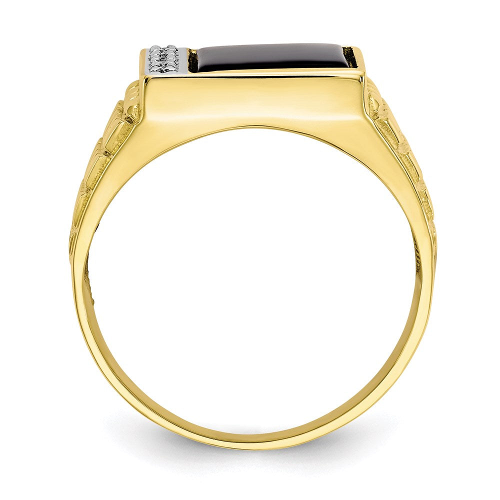 10K Yellow Gold Onyx u0026 .03ct Real Diamond Men's Ring