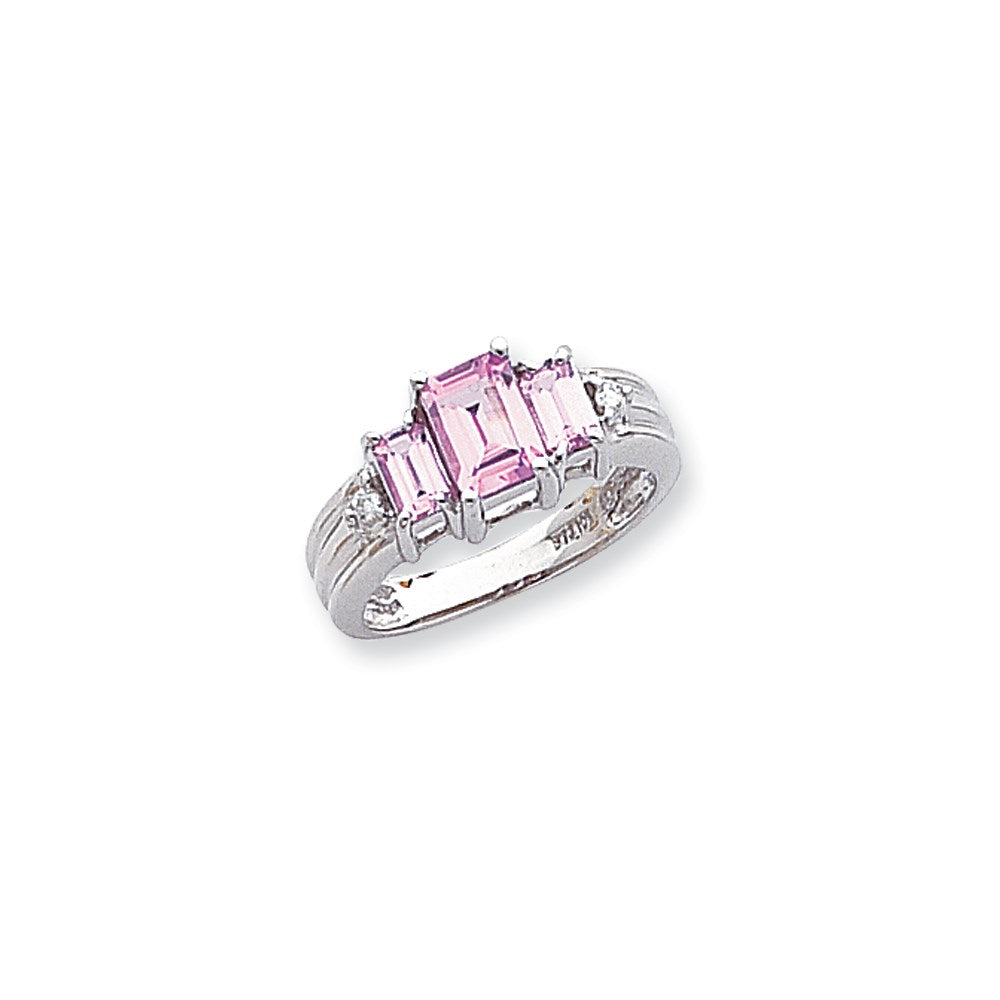 10k white gold cr pink topaz real diamond ring 10x48