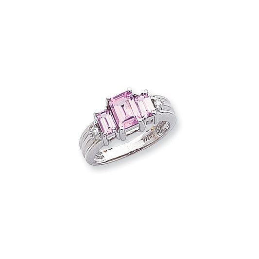 10k white gold cr pink topaz real diamond ring 10x48