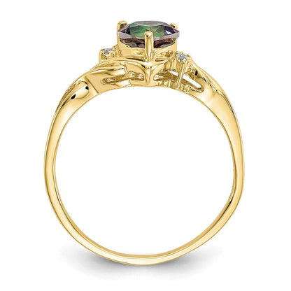 10K Yellow Gold Heart Mystic Fire Topaz u0026 .01ct Real Diamond Ring