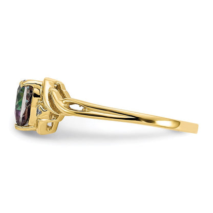 10K Yellow Gold Heart Mystic Fire Topaz u0026 .01ct Real Diamond Ring