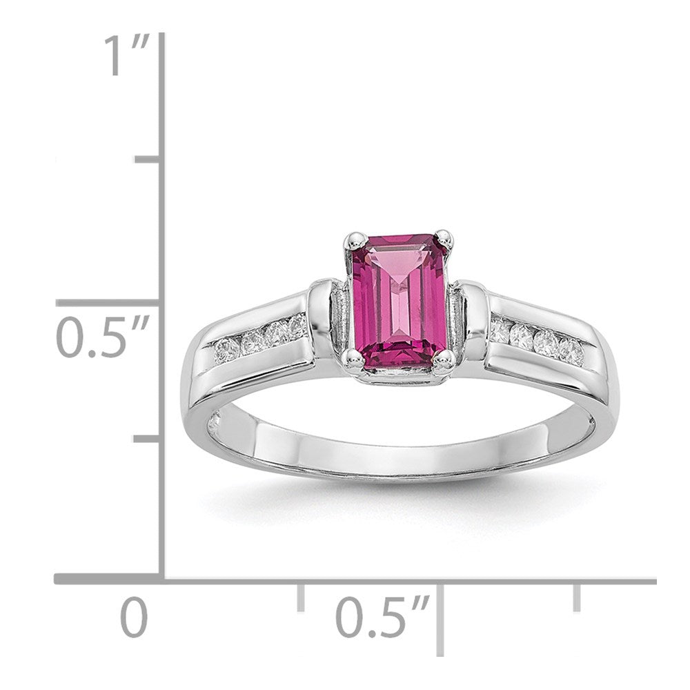 10K White Gold Rhodolite Garnet u0026 .08ct Diamond Ring