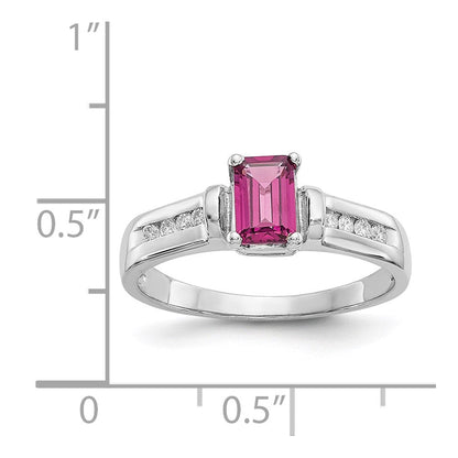 10K White Gold Rhodolite Garnet u0026 .08ct Diamond Ring