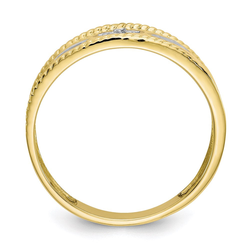 10k yellow gold rhodium 01ct real diamond trio mens cross wedding band 10x74