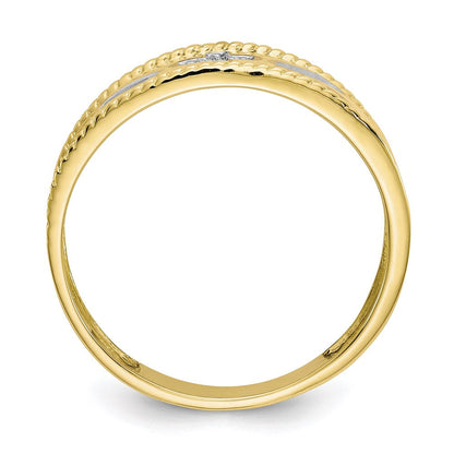 10k yellow gold rhodium 01ct real diamond trio mens cross wedding band 10x74