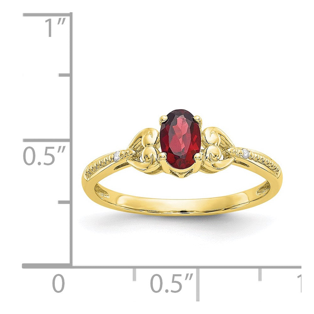 10k yellow gold garnet and real diamond ring 10xb274