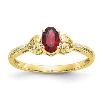 10k yellow gold garnet and real diamond ring 10xb274