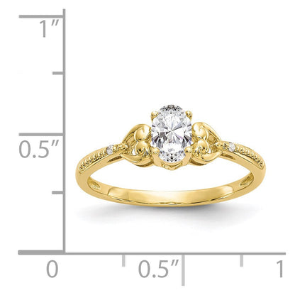 10K Yellow Gold White Topaz and Real Diamond Ring