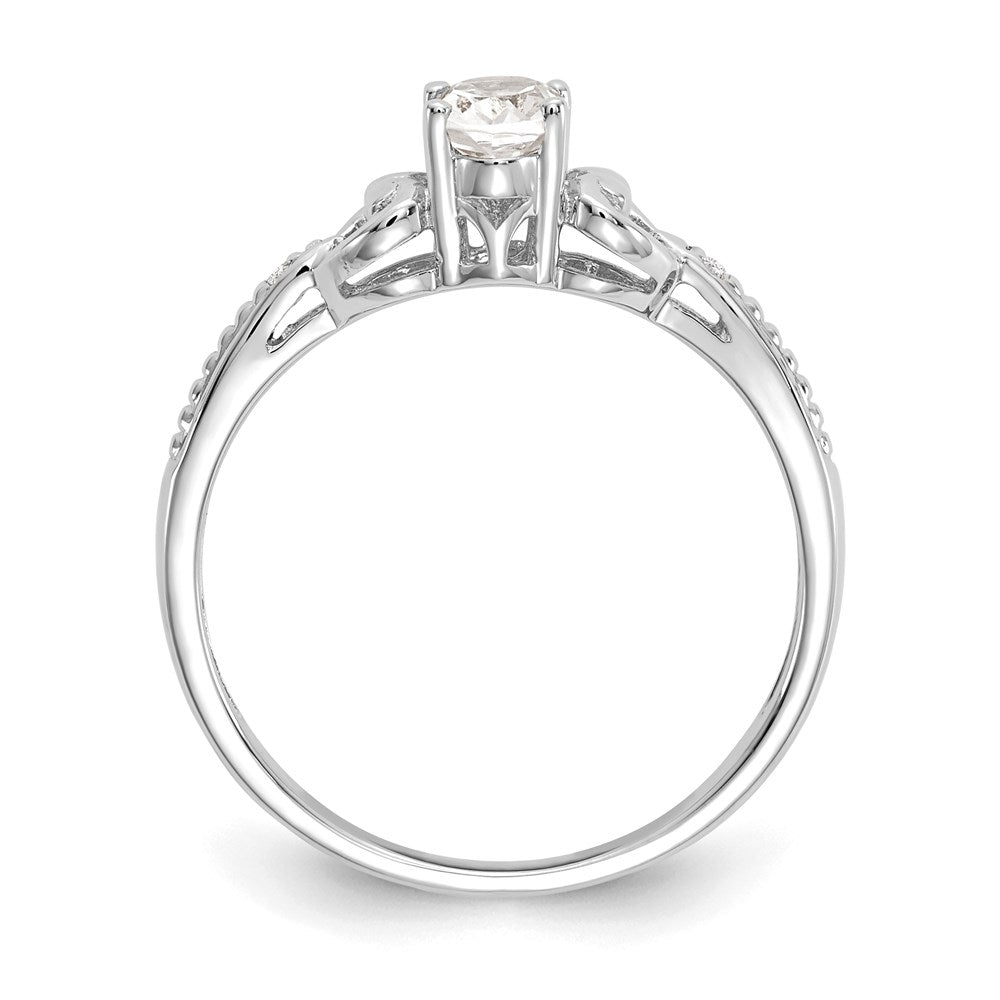 14K White Gold Topaz and Real Diamond Ring