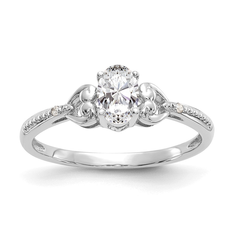 14K White Gold Topaz and Real Diamond Ring