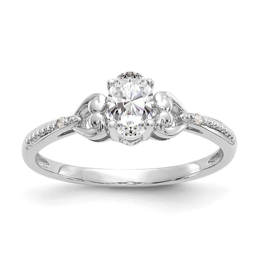 14K White Gold Topaz and Real Diamond Ring