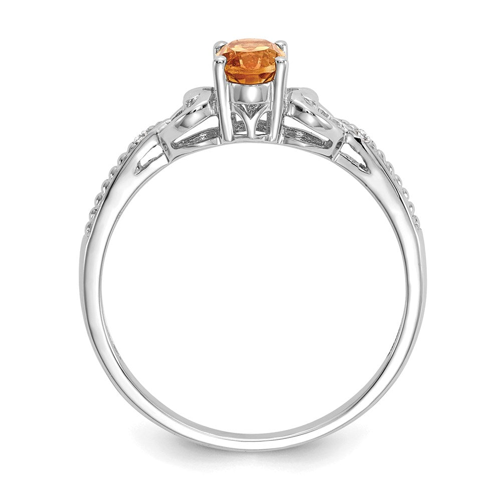 14K White Gold Citrine and Real Diamond Ring