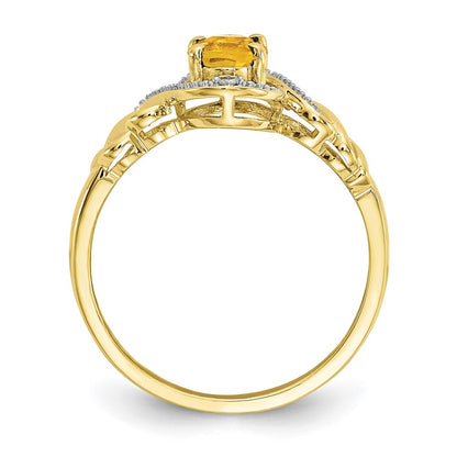 10K Yellow Gold Citrine and Real Diamond Ring