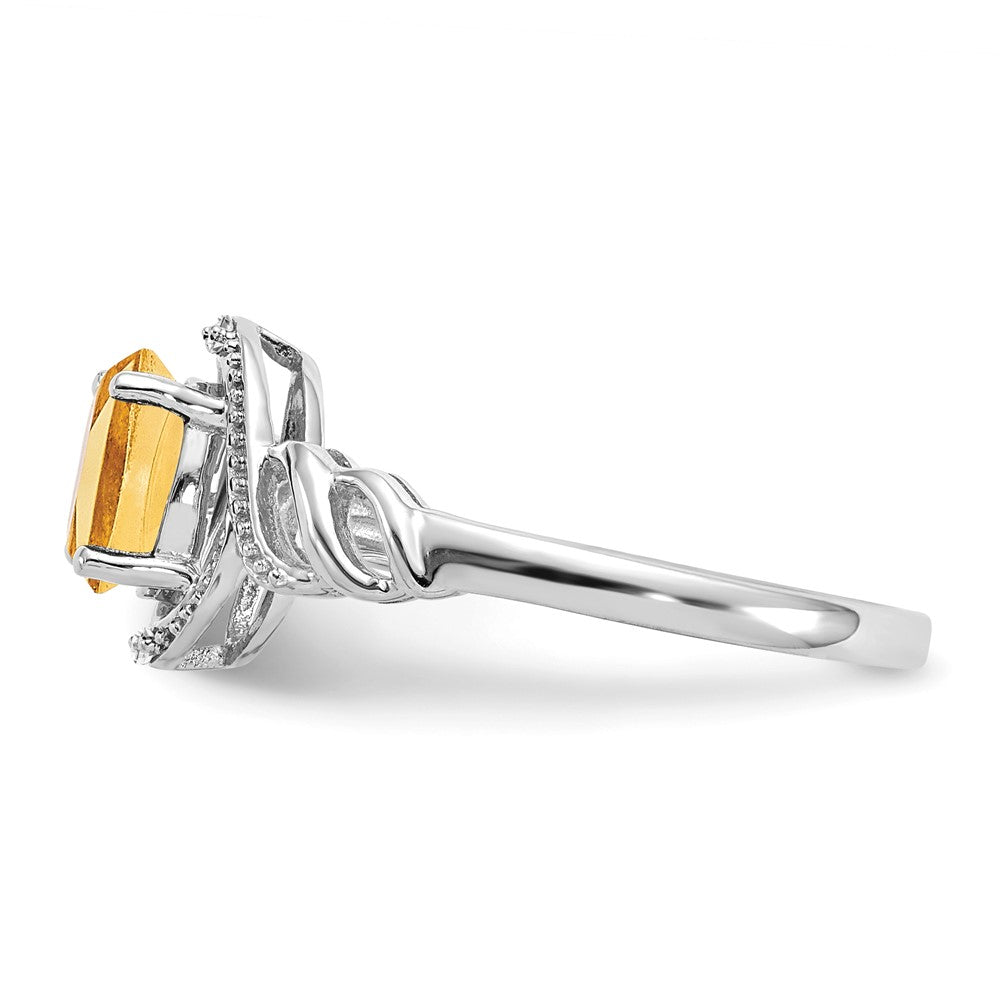 14K White Gold Citrine and Real Diamond Ring