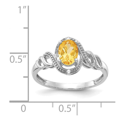 14K White Gold Citrine and Real Diamond Ring
