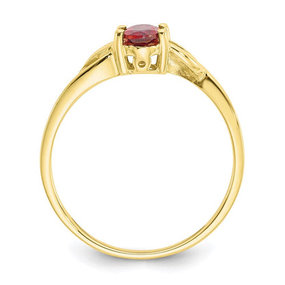 10k yellow gold polished geniune garnet birthstone ring 10xbr130