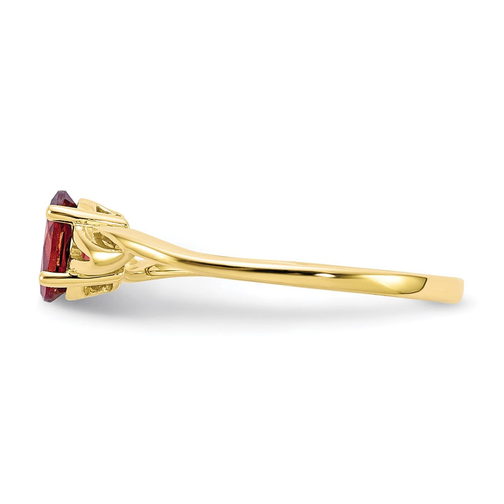 10k yellow gold polished geniune garnet birthstone ring 10xbr130