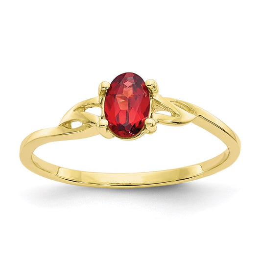 10k yellow gold polished geniune garnet birthstone ring 10xbr130