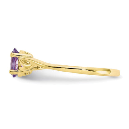 10k yellow gold polished geniune amethyst birthstone ring 10xbr131