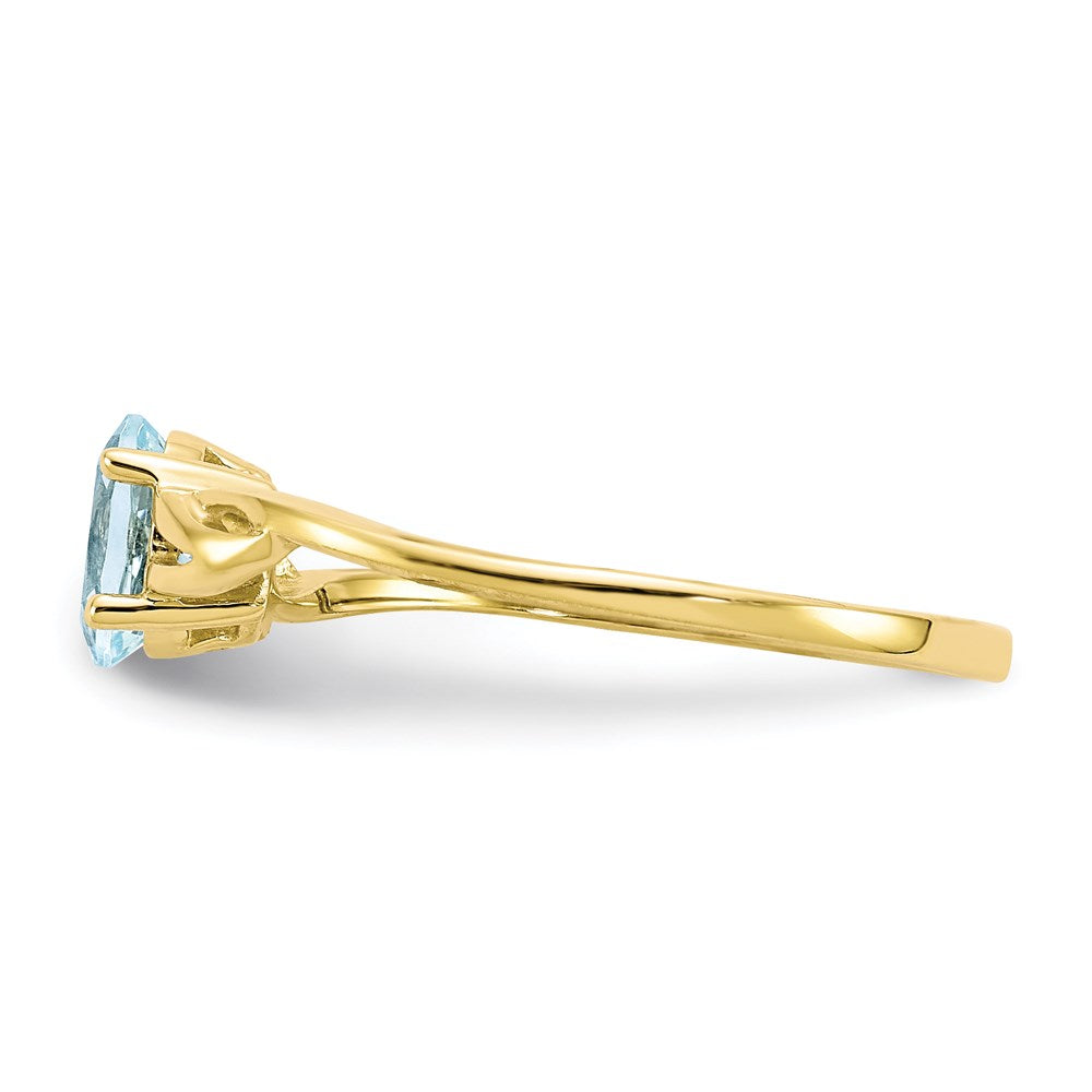 10k yellow gold polished geniune aquamarine birthstone ring 10xbr132