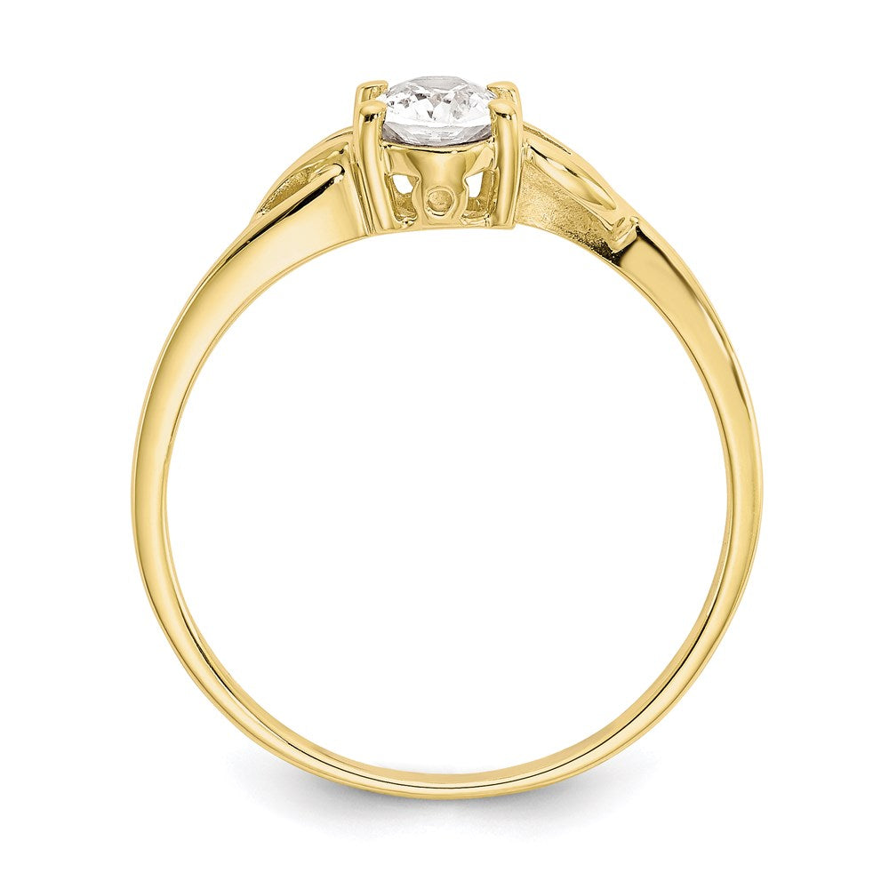 10k yellow gold polished geniune white topaz birthstone ring 10xbr133