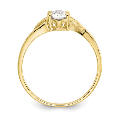 10k yellow gold polished geniune white topaz birthstone ring 10xbr133