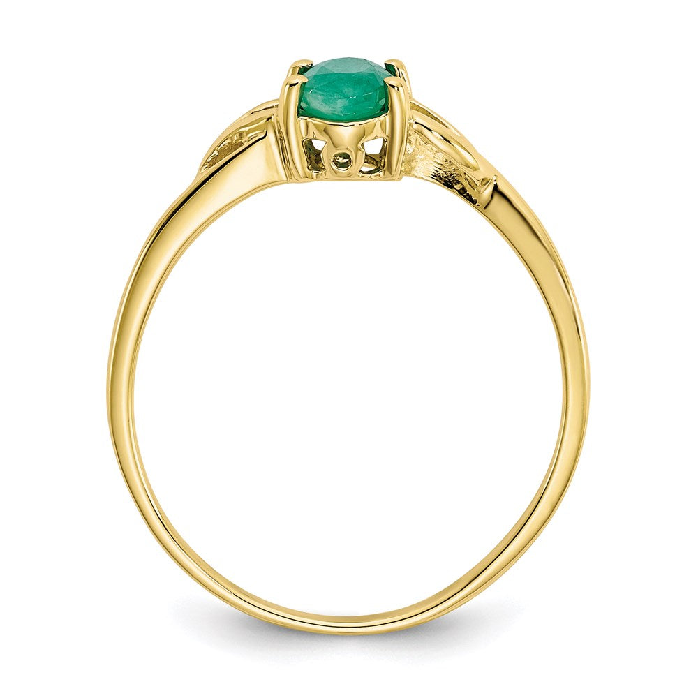 10k yellow gold polished geniune emerald birthstone ring 10xbr134