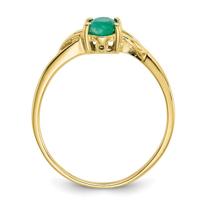 10k yellow gold polished geniune emerald birthstone ring 10xbr134