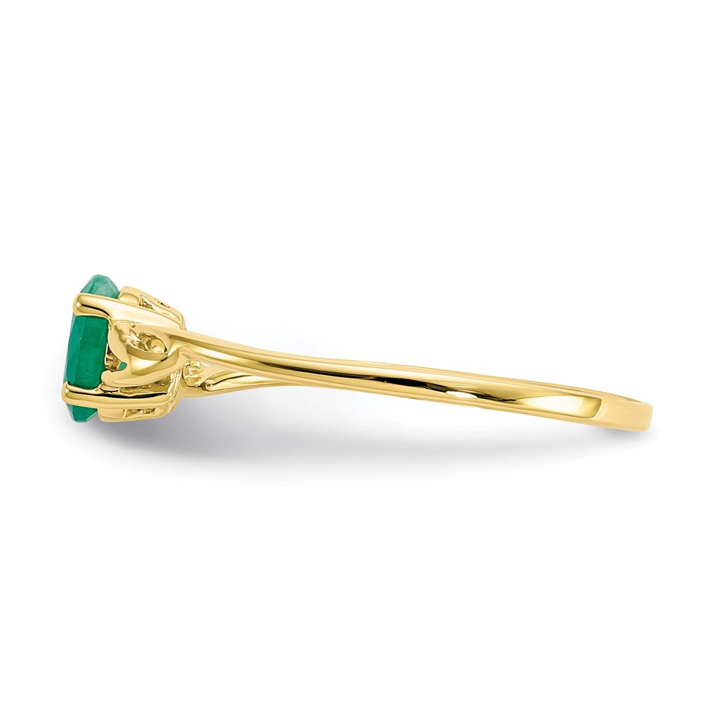 10k yellow gold polished geniune emerald birthstone ring 10xbr134