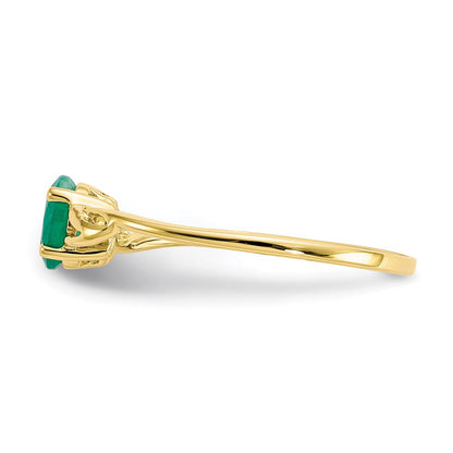 10k yellow gold polished geniune emerald birthstone ring 10xbr134