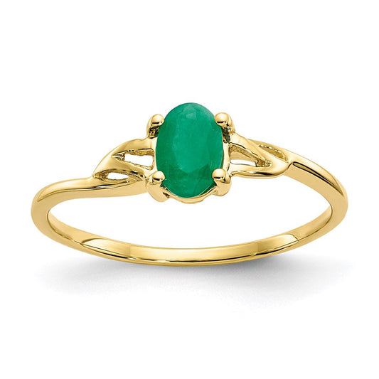 10k yellow gold polished geniune emerald birthstone ring 10xbr134