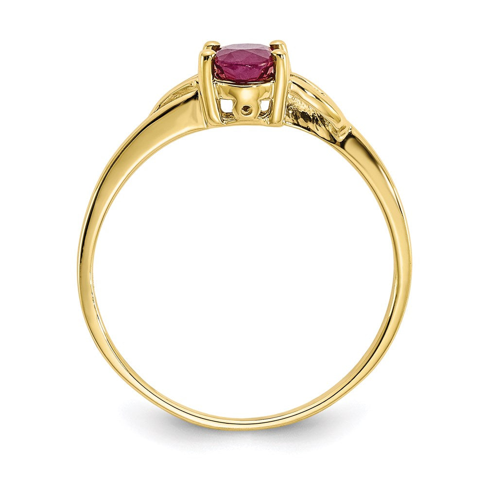 10k yellow gold polished geniune ruby birthstone ring 10xbr136