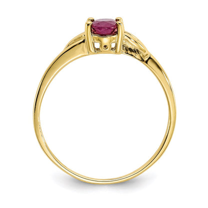 10k yellow gold polished geniune ruby birthstone ring 10xbr136